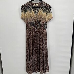 JODY T OF CALIFORNIA ‎ Vintage 70s Floral Prairie Midi Sheer Dress Bohemian